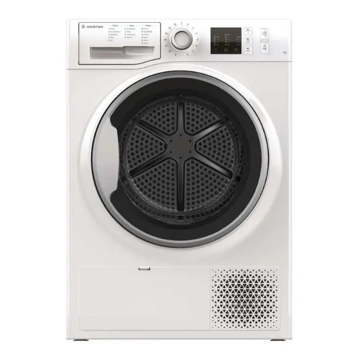 مجفف أريستون 8 كيلو مع مكثف 15 برنامج _ أبيض Ntcm108bsk60hz مجفف أريستون 8 كيلو
